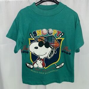 Vintage Joe Cool Pro Golf Snoopy T-shirt Made In USA Kids 5 Small